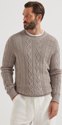 Brunello Cucinelli Fishermans cable sweater in Brown at Nordstrom, Size 58 It