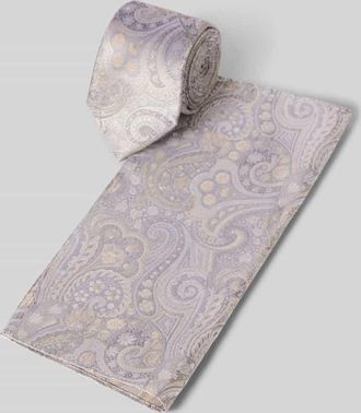 Prince Bowtie Krawatte und Einstecktuch im Set aus reiner Seide in Sand, Gr&ouml;&szlig;e 1