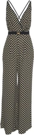 Elisabetta Franchi Wide Leg Jumpsuit With Monogram