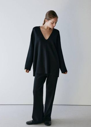 Mango Pullover punto Milano nero - Donna - S - MANGO
