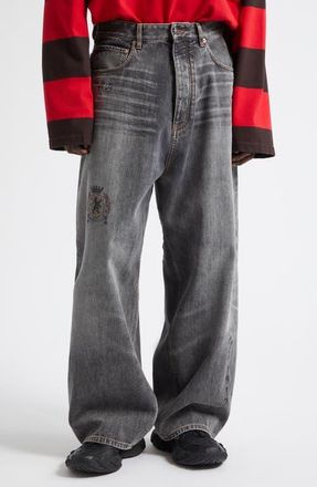 Balenciaga Tattoo Print Baggy Jeans in 1441 Dark Grey at Nordstrom, Size X-Large