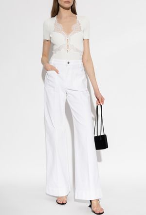 Self Portrait Top With Lace Inserts, Womens, White