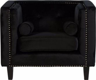 Premier Housewares Interiors By Premier Comfortable Black Velvet Chair, Elegant Armchair For Bedroom, Robust Modern Armchair For Livingroom