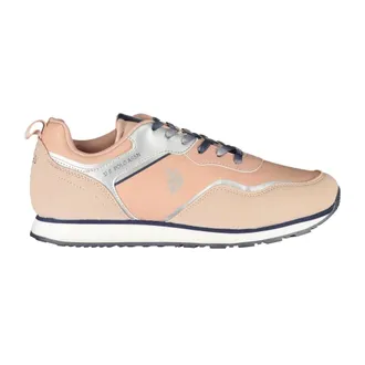 U.S.Polo Association U.S. Polo Assn., Sneakers, female, Pink, Size: 5 US Sporty Pink Lace-Up Sneakers with Print