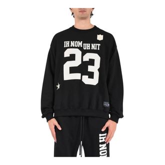 Ih Nom Uh Nit Sweatshirts, male, Black, Size: XL Crewneck Patch Cotton Sweatshirt