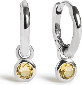 Monica Vinader Birthstone Huggie Hoop Earrings in Sterling Silver/citrine at Nordstrom