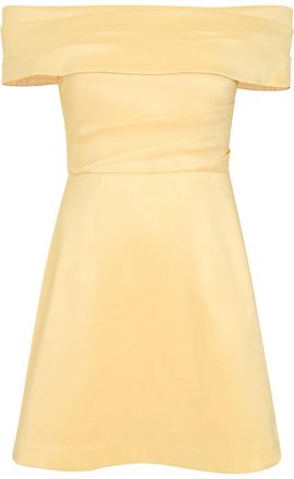 Rebecca Vallance Mandy Pleated Slubbed-poplin Mini Dress - Yellow - 14 (UK14 / L)
