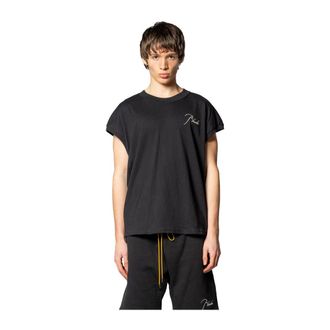 Rhude T-Shirts, male, Black, Size: S Classique Cutoff Sleeve Top