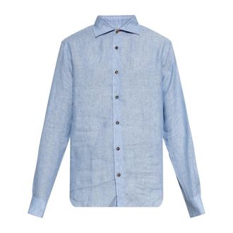 Paul Smith Casual Shirts, male, Blue, Size: 2XL Slim-Fit Linen Shirt
