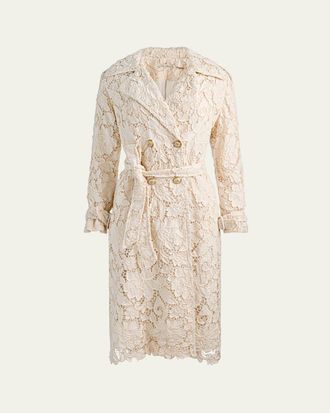 Alice & Olivia Keith Eyelet Midi Trench Coat