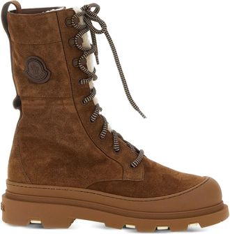 Moncler Vera shearling lace-up High boots - women - Calf Leather/Lamb Shearling/Leather/Rubber/Thermoplastic Polyurethane (TPU)/Suede - 37.5 - Brown