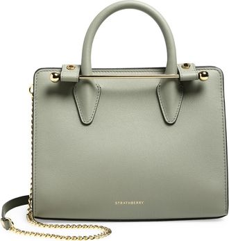 Strathberry Mini Leather Tote in Library Green at Nordstrom