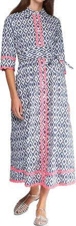 Vilagallo Brenda Ikat Maxi Dress In Navy/pink