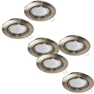 Loops 2 PACK 3 PACK Flush Ceiling Downlight Satin Nickel Steel 3x 5W GU10 Bulb in Metallics