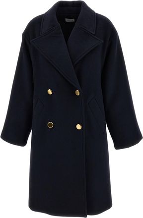 P.A.R.O.S.H. Blue Double-Breasted Wool Coat