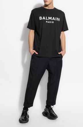 Balmain T-shirt With Printed Logo, Mens, Black