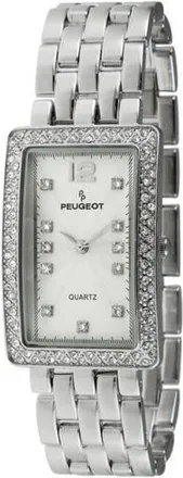 Peugeot Rectangular Crystal Bezel Bracelet Watch- 40x25MM in Silver at Nordstrom