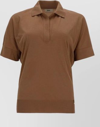 Herno knit polo collar top short sleeves
