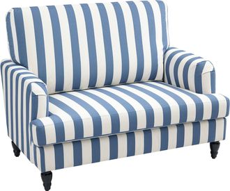 HOMCOM Cuddle Chair With Stripe - Armchair For Living Room - Blue and White | TJ Hughes