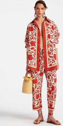 La DoubleJ Drawstring Pants in Dragonflower Mini Red at Nordstrom, Size X-Small