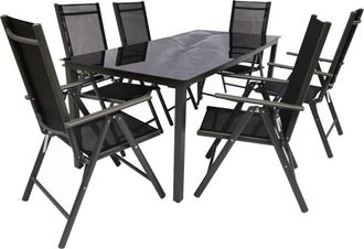 ebuy24 Vcm 7 Pcs Conjunto De Muebles De Jard&iacute;n Grupo De Asientos Grupo De Comedor 1x Mesa, 6x Sillas Mesa Dimensiones Aprox. Al. 76 X An. 140 X P. 80 Cm Jueg