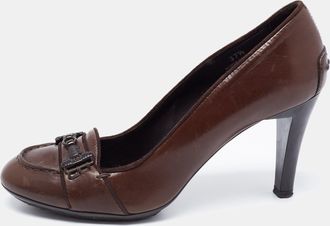 Tod's Tods Dark Brown Leather Double T Loafer Pumps