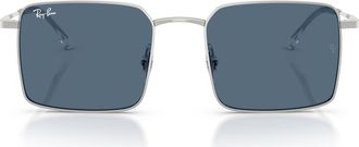 Ray-Ban 53mm Square Sunglasses in Silver /Dark Blue at Nordstrom
