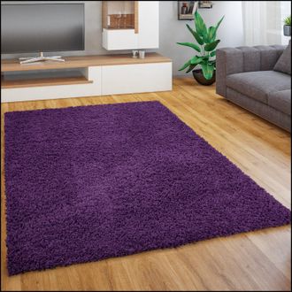 Paco Home Paco Home Alfombra Salon De Habitacion Pelo Largo Felpa Lisa Moderna Suave P&uacute;rpura, 150 Cm Cuadrado