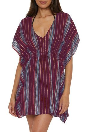 BECCA by Rebecca Virtue Radiance Woven Cover-Up Tunic in Aubergine Multi at Nordstrom, Size X-Small