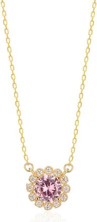 Gabi Rielle 14K Gold Plated Sterling Silver Pink Sapphire & CZ Flower Pendant Necklace at Nordstrom Rack