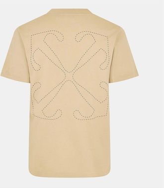 Off-white Mens Slim Fit Crew Neck Short Sleeve T-Shirt - Tan - Size: 40