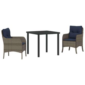 vidaXL Conjunto De Comedor De Jard&iacute;n 3 Pcs Gris Rat&aacute;n Sint&eacute;tico Vidaxl