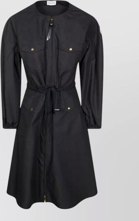 Moncler poplin dress long sleeves belted waist