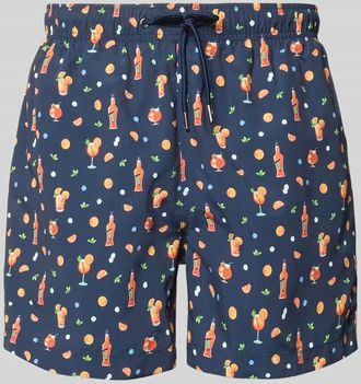 Mc Neal Badehose im Allover-Look mit elastischem Bund in Marine, Gr&ouml;&szlig;e XXL