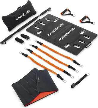 InnovaGoods Pack Fitness - Innovagoods - Gympak Max - Bandas De Resistencia Ajustables - Cintur&oacute;n Efecto Sauna - Base Antideslizante Plegable