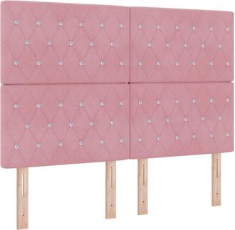 vidaXL Velvet Headboard Argyle with Headboard Pink 140 cm Velvet vidaXL