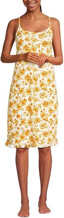 Lands End Cooling Knee Length Slip Nightgown in Pale Yellow Painted Floral at Nordstrom, Size X-Large P
