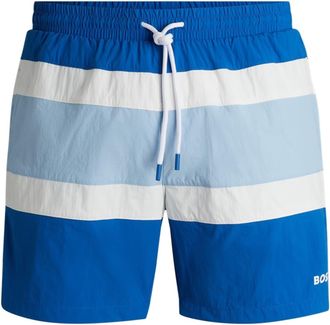 HUGO BOSS Heren Rico Stripe Zwemshorts (Medium Blauw)