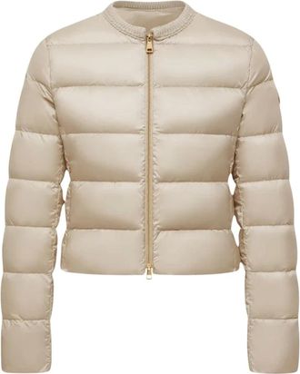 Moncler Mauvezin kort donsjack met wollen afwerking - Dames - Jassen - Beige - Maat: 2XL Wol