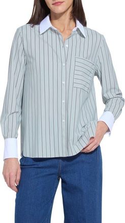 Lyss&eacute; Stripe Button-Up Shirt in Moonstone Stripe at Nordstrom, Size X-Small