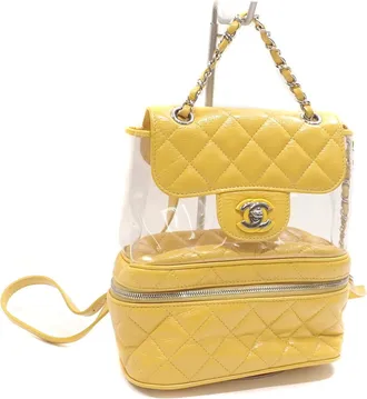 Chanel Yellow Leather Vinyl Backpack (Pre-Owned)