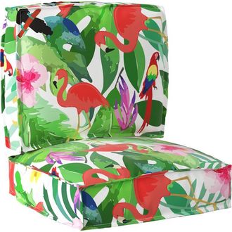 vidaXL Pallet Cushion Set Floral 2 pcs Tropical jungle 50 x 50 x 12 cm vidaXL