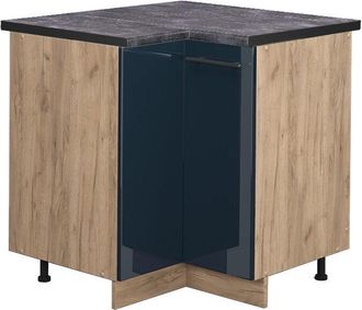 Vicco Armario De Esquina Fame-line, Azul Oscuro Alto Brillo, 80.5 Cm, Et Antracita