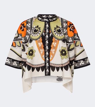 La DoubleJ Camisa cropped Foulard de algod&oacute;n estampada