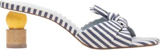 Frances Valentine Womens Amanda Heel Sandal In Blue And White Stripe