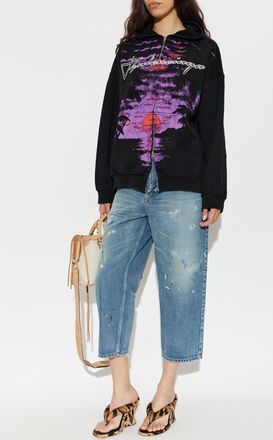 Balenciaga Vintage-effect Jeans, Womens, Blue