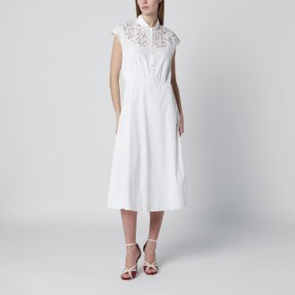 Valentino White midi dress with Sangallo embroidery