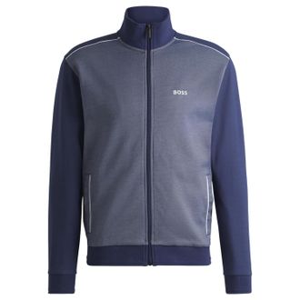 HUGO BOSS Heren Logo Regular Jas met lange mouwen (Marine, Wit)