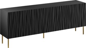 Mirjan24 Aparador Lorelbo 101, Negro + Dorado, 75x190cm, N&uacute;mero De Puertas: 041cm, Mdf, Aglomerado Laminado