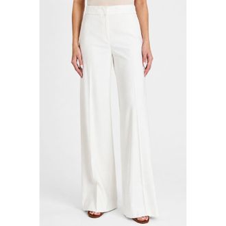 Santorelli Gigi Wide Leg Pant in Cotton Stretch in Ivory at Nordstrom, Size 16